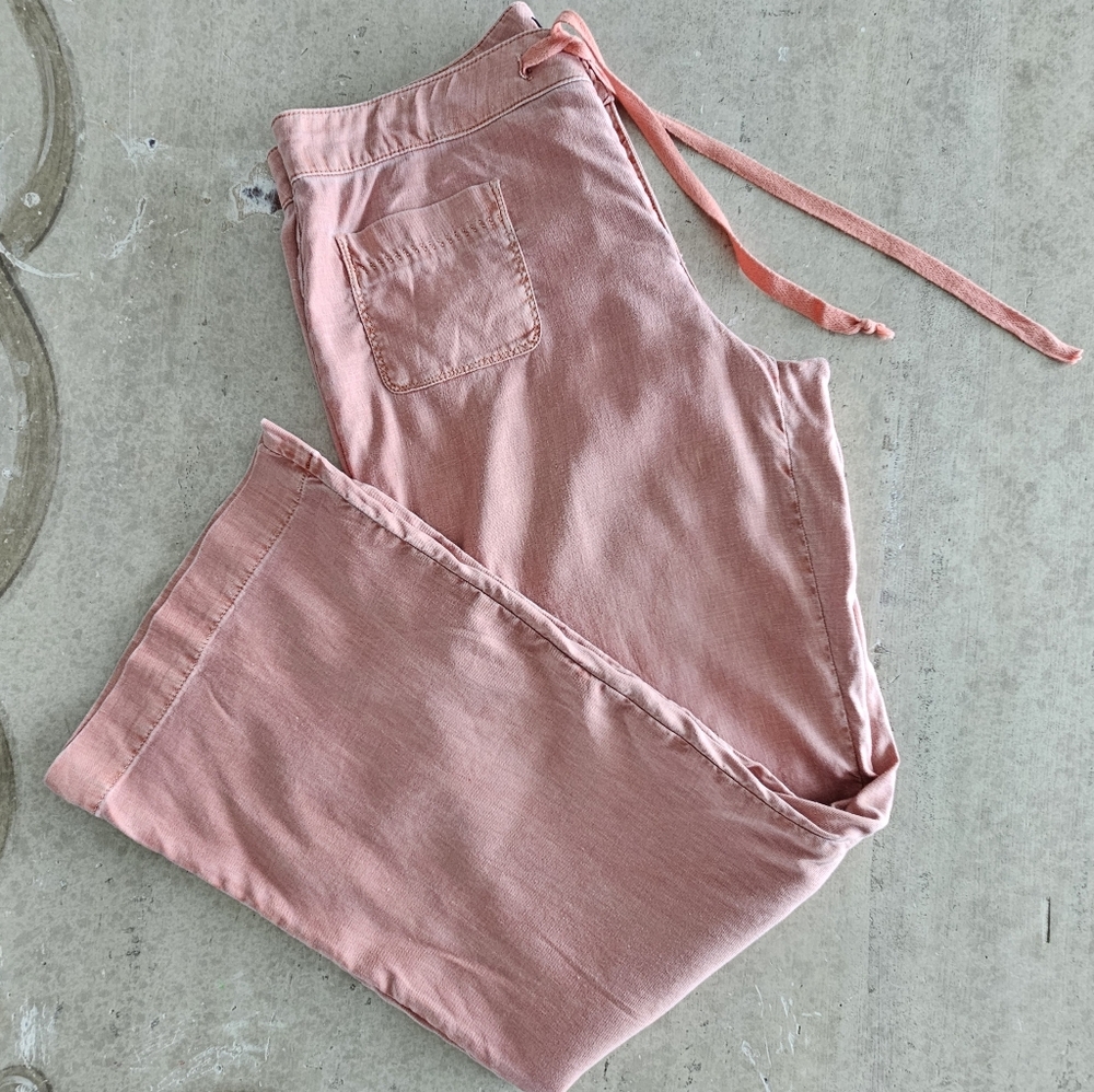 Level 99 Womens Pink Drawstring Wide-Leg Pants